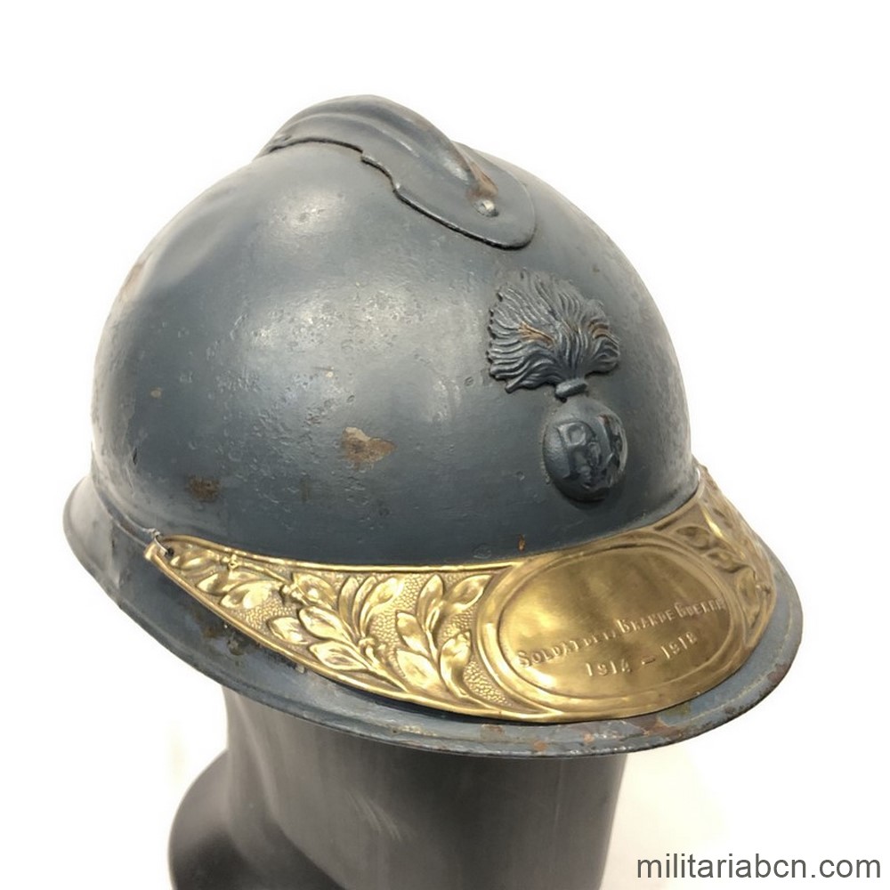 France. French Adrian helmet Model 1915 Infantry, with Great War Badge